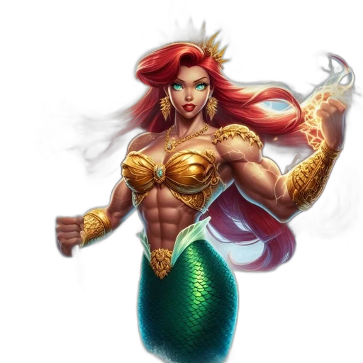fantasy art, concept art, pixel art, comic book art, underwater, regal, mermaid, queen transparent PNG cut-out