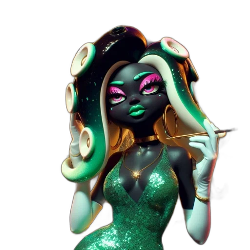 dress, staff, mask, weapon, concept art, 3d render, vaporwave, fantasy art transparent PNG cut-out