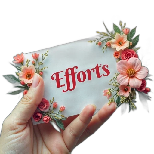 flower, photorealistic, business, card, words, efforts transparent PNG cut-out