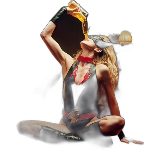 bottle, photorealistic, concept art, fantasy art, 3d render, costumed, woman, resembling transparent PNG cut-out
