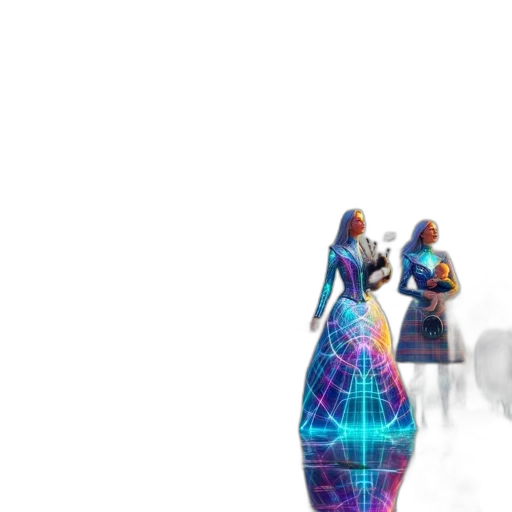 dress, robot, bottle, creature, concept art, vaporwave, 3d render, cyberpunk transparent PNG cut-out