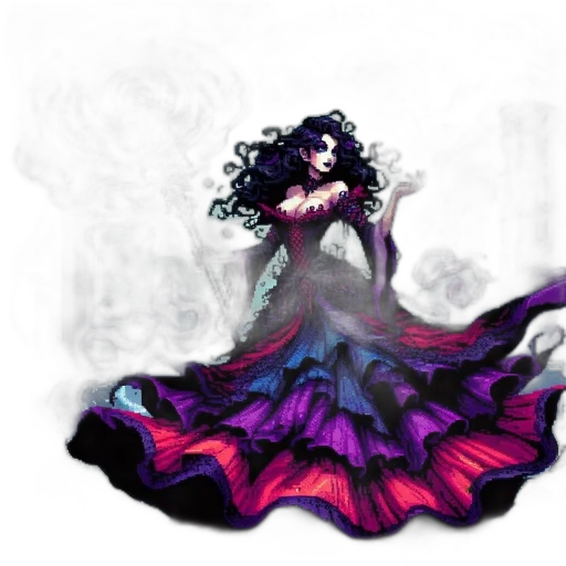 dress, crown, concept art, fantasy art, pixel art, watercolor, dark, colorful transparent PNG cut-out