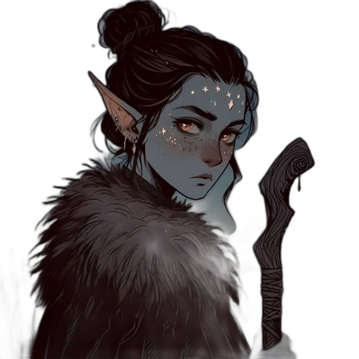 staff, creature, fantasy art, concept art, comic book art, pixel art, dark, blue transparent PNG cut-out