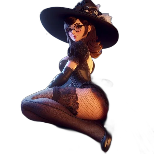 hat, dress, staff, concept art, fantasy art, photorealistic, 3d render, dark transparent PNG cut-out