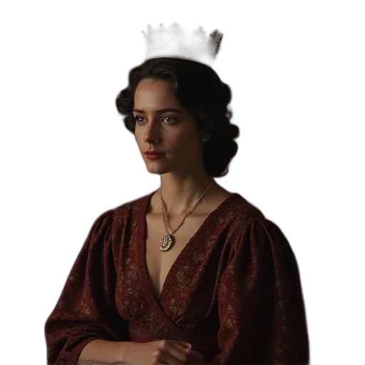 crown, dress, jewelry, staff, concept art, photorealistic, fantasy art, pixel art transparent PNG cut-out