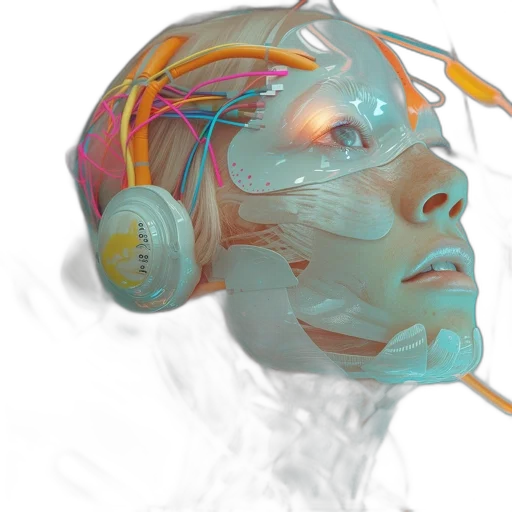 robot, mask, face, cyberpunk, concept art, vaporwave, 3d render, pastel transparent PNG cut-out