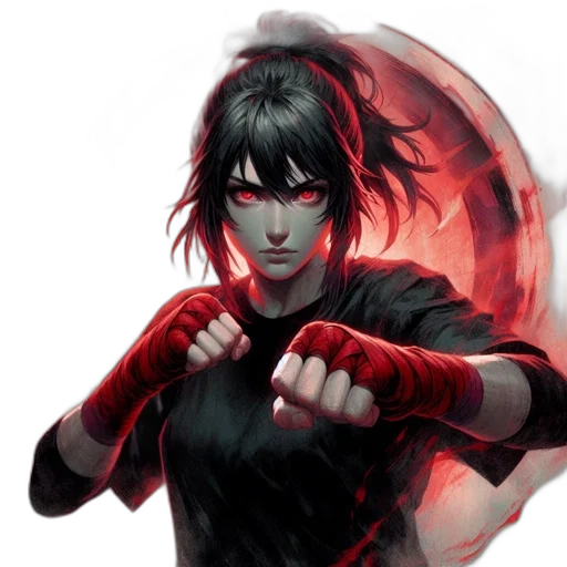dragon, weapon, comic book art, fantasy art, concept art, anime, red, female transparent PNG cut-out