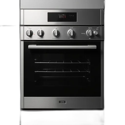 3d render, photorealistic, modern, stainless, steel, oven, digital, display transparent PNG cut-out