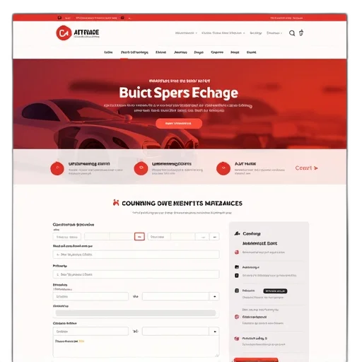 website, design, car, trade, exchange, platform, red, white transparent PNG cut-out