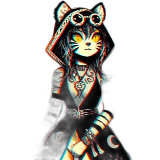 dress, mask, staff, jewelry, pixel art, fantasy art, vaporwave, anime transparent PNG cut-out