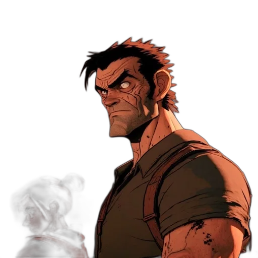 face, comic book art, concept art, cartoon, fantasy art, fog, earth tones, dark transparent PNG cut-out