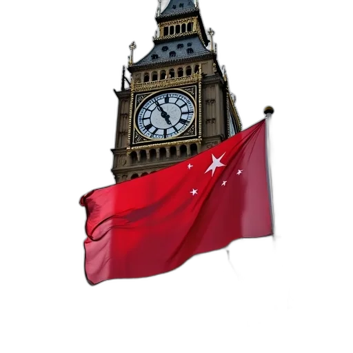 staff, 3d render, photorealistic, concept art, flag, front, large, clock transparent PNG cut-out