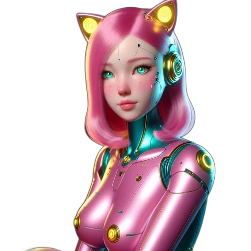 robot, concept art, 3d render, fantasy art, comic book art, pastel, futuristic, character transparent PNG cut-out