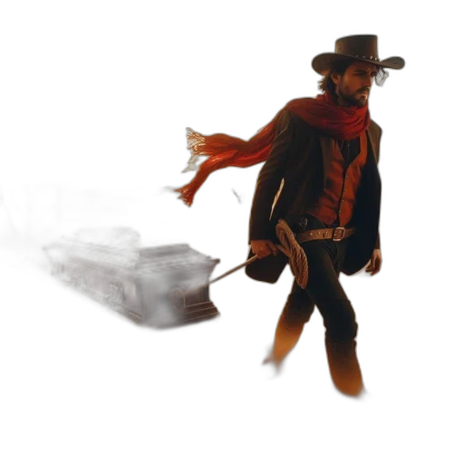 jacket, weapon, robot, hat, concept art, comic book art, fantasy art, pixel art transparent PNG cut-out