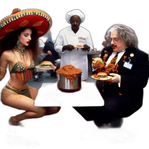 food, concept art, fire, vibrant, cafeteria, scene, involves, woman transparent PNG cut-out