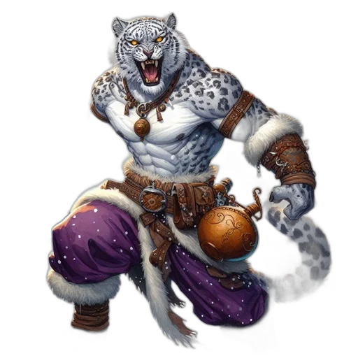 animal, fantasy art, concept art, 3d render, pixel art, snow, leopard-like, creature transparent PNG cut-out