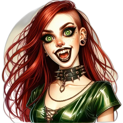 face, jewelry, fantasy art, comic book art, cartoon, concept art, green, illustration transparent PNG cut-out