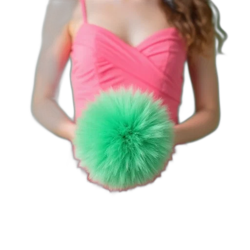 hair, hat, dress, creature, 3d render, vaporwave, neon, green transparent PNG cut-out
