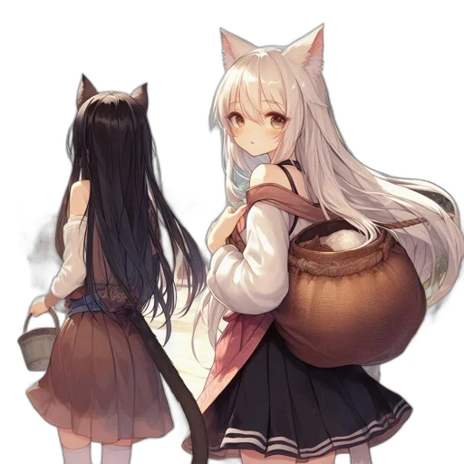 dress, staff, creature, jacket, anime, concept art, fantasy art, pixel art transparent PNG cut-out