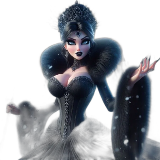 dress, crown, concept art, fantasy art, 3d render, comic book art, snow, outer space transparent PNG cut-out