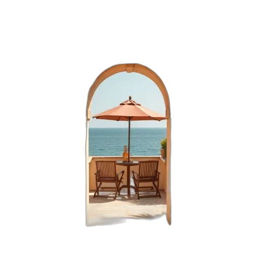 furniture, umbrella, photorealistic, 3d render, beach, uae, weekend, deals transparent PNG cut-out