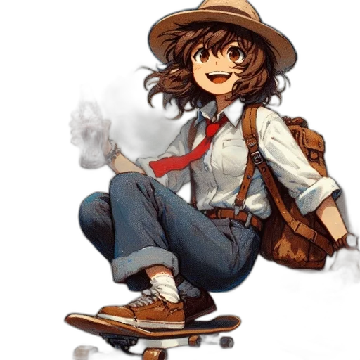 hat, staff, jacket, anime, concept art, cartoon, comic book art, young transparent PNG cut-out