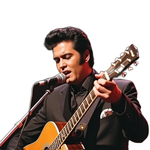 photorealistic, cartoon, elvis, presley transparent PNG cut-out
