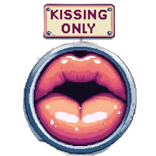 pixel art, comic book art, concept art, cartoon, stylized, image, lips, against transparent PNG cut-out