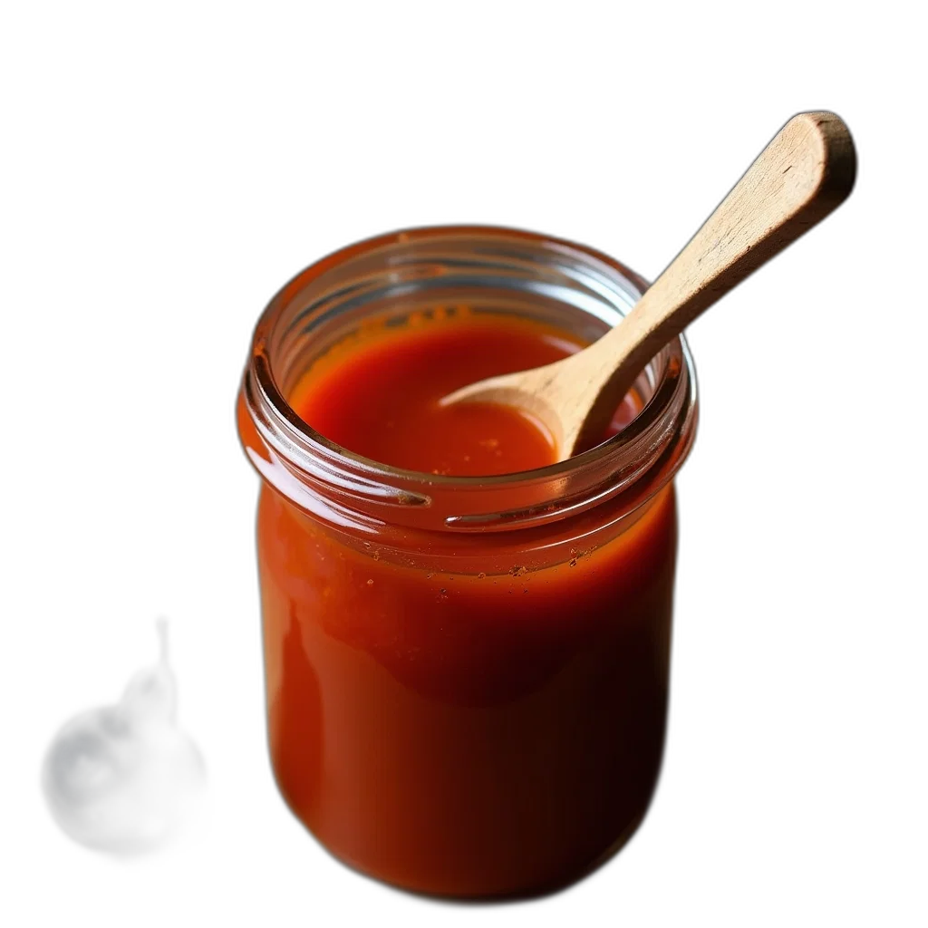 food, bottle, photorealistic, 3d render, wooden, spoon, resting, jar transparent PNG cut-out