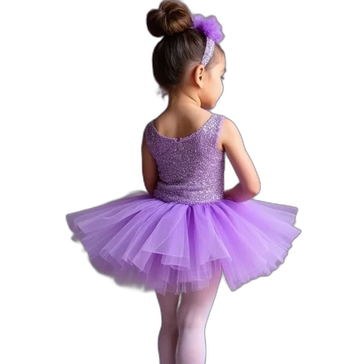 dress, photorealistic, young, girl, wearing, purple, tutu, glittery transparent PNG cut-out
