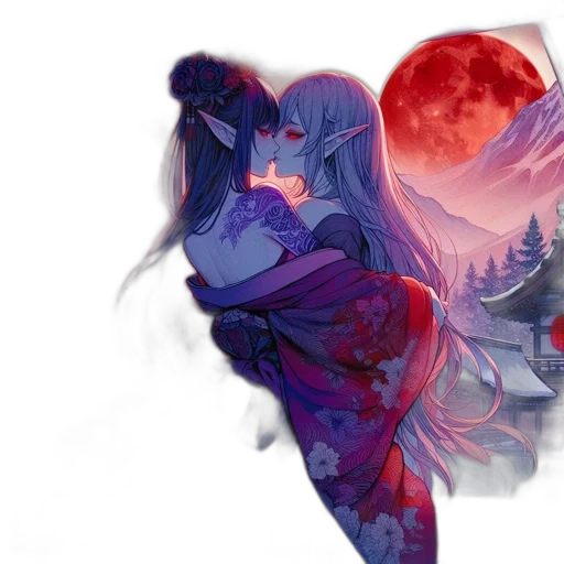 fantasy art, anime, concept art, watercolor, outer space, fire, night, underwater transparent PNG cut-out