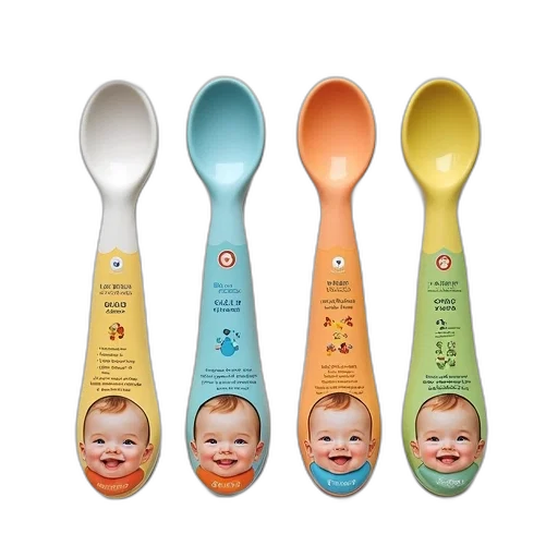 pastel, pack, four, colorful, baby, spoons, munchkin, brand transparent PNG cut-out