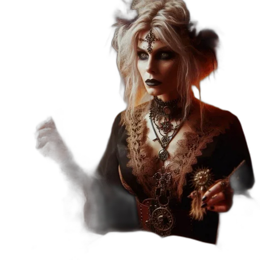 jewelry, dragon, dress, staff, fantasy art, concept art, photorealistic, 3d render transparent PNG cut-out