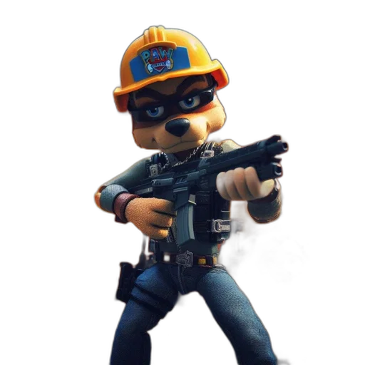 weapon, staff, animal, robot, concept art, 3d render, pixel art, post-apocalyptic transparent PNG cut-out