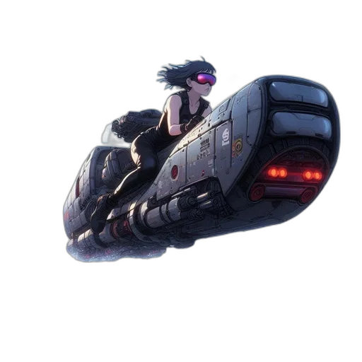 weapon, robot, car, creature, concept art, cyberpunk, anime, 3d render transparent PNG cut-out