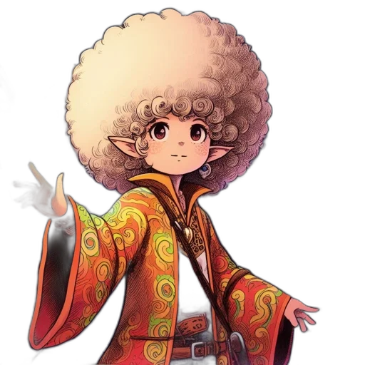 staff, hair, crown, jacket, anime, fantasy art, cartoon, concept art transparent PNG cut-out