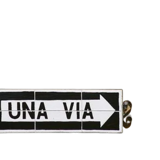 black, white, sign, pointing, right, word, una, via transparent PNG cut-out
