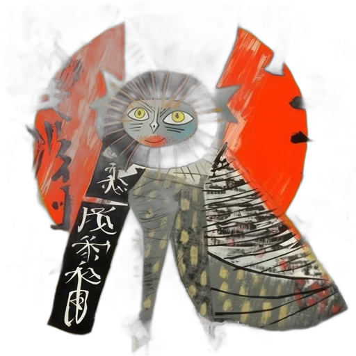 mask, umbrella, animal, jacket, concept art, anime, photorealistic, vaporwave transparent PNG cut-out