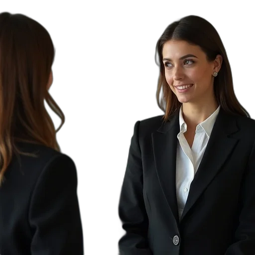 staff, jacket, woman, black, business, suit, white, shirt transparent PNG cut-out