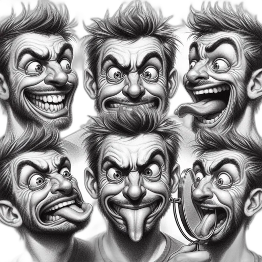 face, mask, cartoon, comic book art, concept art, pencil sketch, array, emotionally transparent PNG cut-out