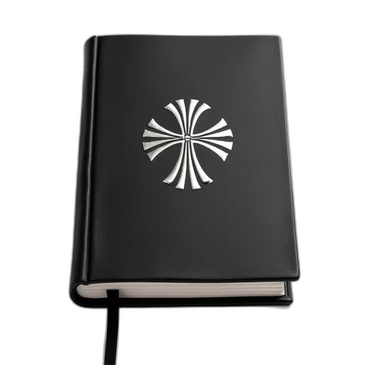 umbrella, staff, black, leather-bound, journal, silver, emblem, cover transparent PNG cut-out