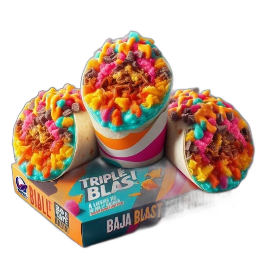 food, colorful, taco, bell, baja, blast, burrito, surrounded transparent PNG cut-out