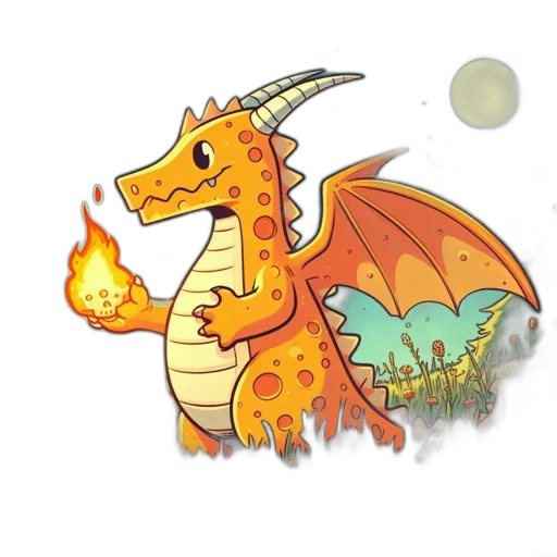 dragon, staff, creature, animal, fantasy art, concept art, pixel art, cartoon transparent PNG cut-out
