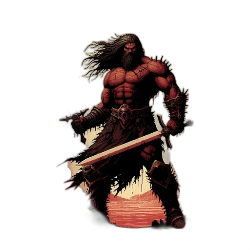 sword, fantasy art, concept art, comic book art, pixel art, post-apocalyptic, fantasy, setting transparent PNG cut-out