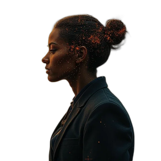 jacket, hair, staff, face transparent PNG cut-out