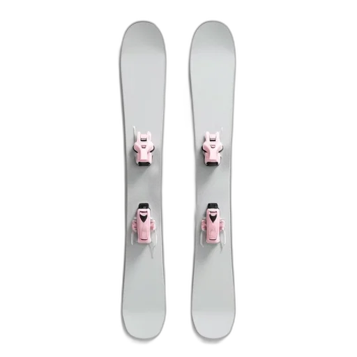 pair, white, skis, black, bindings, pink, logo, right transparent PNG cut-out