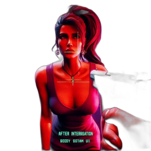 dress, concept art, comic book art, cyberpunk, pixel art, neon lights, neon, red transparent PNG cut-out
