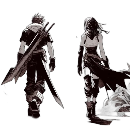 weapon, sword, concept art, fantasy art, comic book art, pixel art, monochrome, dark transparent PNG cut-out