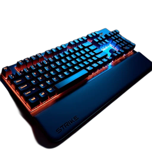 weapon, cyberpunk, 3d render, pixel art, black, blue, gaming, keyboard transparent PNG cut-out