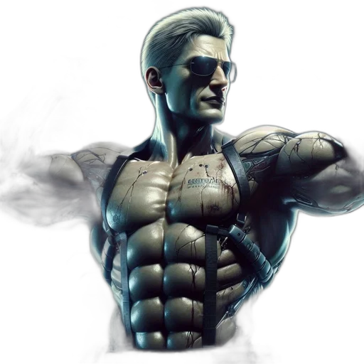robot, comic book art, concept art, 3d render, photorealistic, athletic, man, sunglasses transparent PNG cut-out